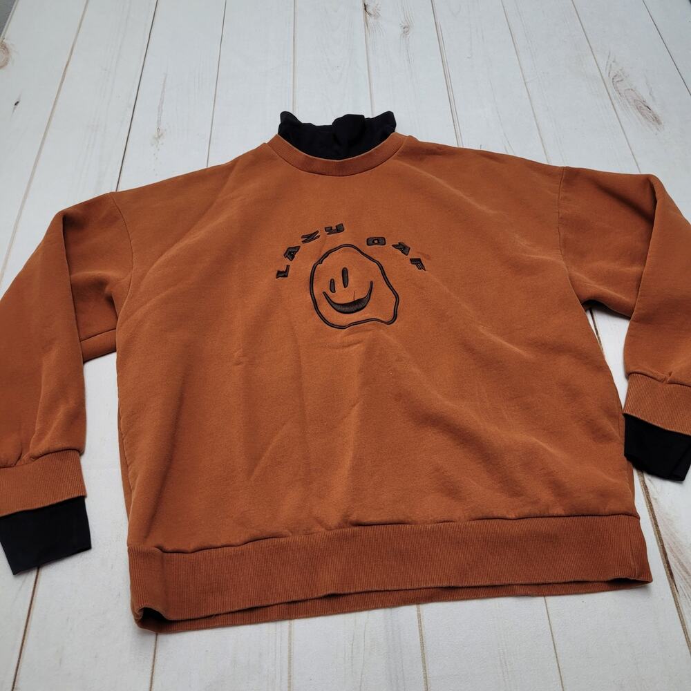 Lazy Oaf Squish Face Layer Crew Sweater Pullover … - image 1